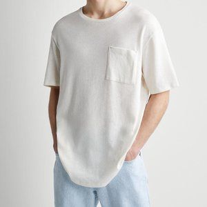 Short-sleeved cotton and linen blended T-shirt